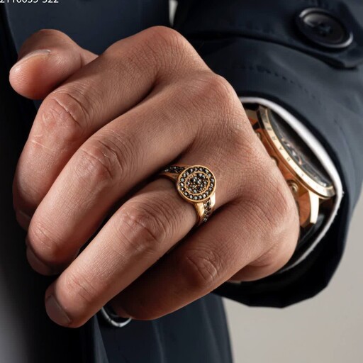 انگشتر مردانه طلا روس نکین دار  بیضی شکل در سه سایز مختلف
