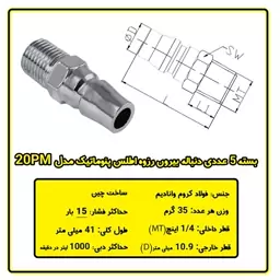 بسته 5 عددی دنباله بیرون رزوه اطلس پنوماتیک مدل 20PM