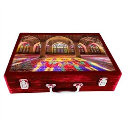 جعبه چوبی مدل چمدان بزرگ طرح مسجدنصیرالملک    