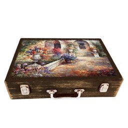 جعبه چوبی مدل چمدان بزرگ طرح باغچه رویایی    