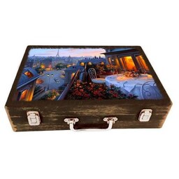 جعبه چوبی مدل چمدان بزرگ طرح پاریس رویایی6    