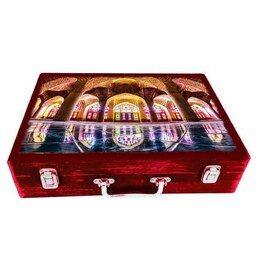 جعبه چوبی مدل چمدان بزرگ طرح مسجدصفوی