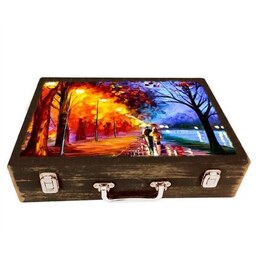 جعبه چوبی مدل چمدان بزرگ طرح غروب رمانتیک    