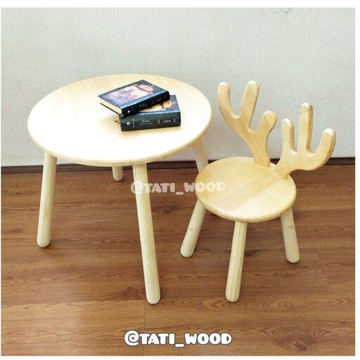 میز و صندلی کودک سایز  یک(2تا 6سال)، میز و صندلی تمام چوب طبیعی  
