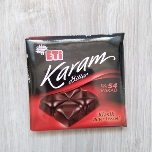 شکلات تلخ کارام ترکیه ETI karam bitter حاوی 54 درصد شکلات بسته 60 گرمی
