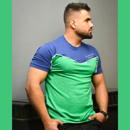 تیشرت مردانه پنبه سوپر - سبز  آبی 