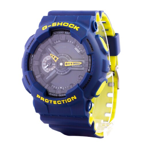 ساعت جی شاک - عقربه و دیجیتال - مدل GA-110LN - دو رنگ آبی و زرد