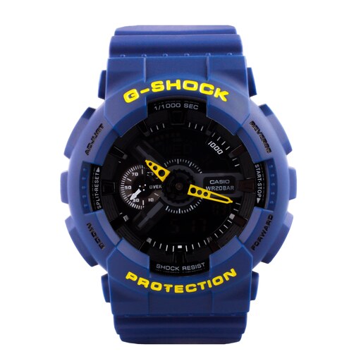 ساعت جی شاک - عقربه و دیجیتال - مدل GA-110LN - دو رنگ آبی و زرد