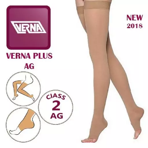 جوراب واریس کفه دار انتهای کشاله ران ورنا پلاس کلاس فشار 2 Verna Plus AG CCL 