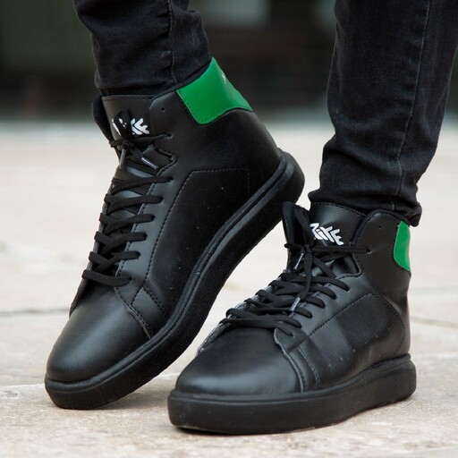 کفش ساقدار مردانه مدل ortega (مشکی سبز و سفید سبز)