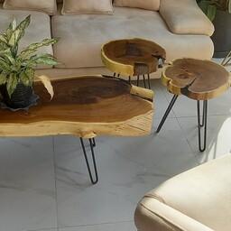میز عسلی روستیک رزینی مدل A10 چوب سنجد پوشش روغن گیاهی آب گریز