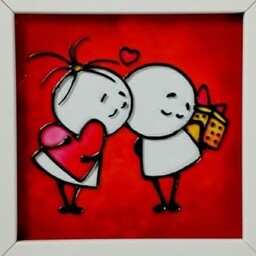 نقاشی عاشقانه روی شیشه رنگ ویترای