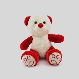 عروسک پولیشی خرس قرمز سفید کف پا پنجه