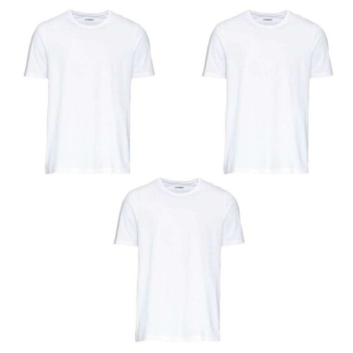 تیشرت آستین کوتاه سفید تمام نخ مردانه برند لیورجی سایز  M و   L  و XL مجموعه ی 3 عددی تمام نخ و خنک