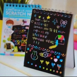 دفتر یادداشت سیمی جادویی (اسکراچ)، دفتر یادداشت جهت سرگرمی و نقاشی های جذاب کودکان 