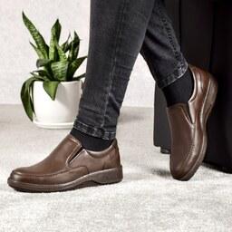  کفش چرم مردانه  عبدی آلپ مدل بدون بند کد 111112 رنگ قهوه ای سایز 40 تا 45