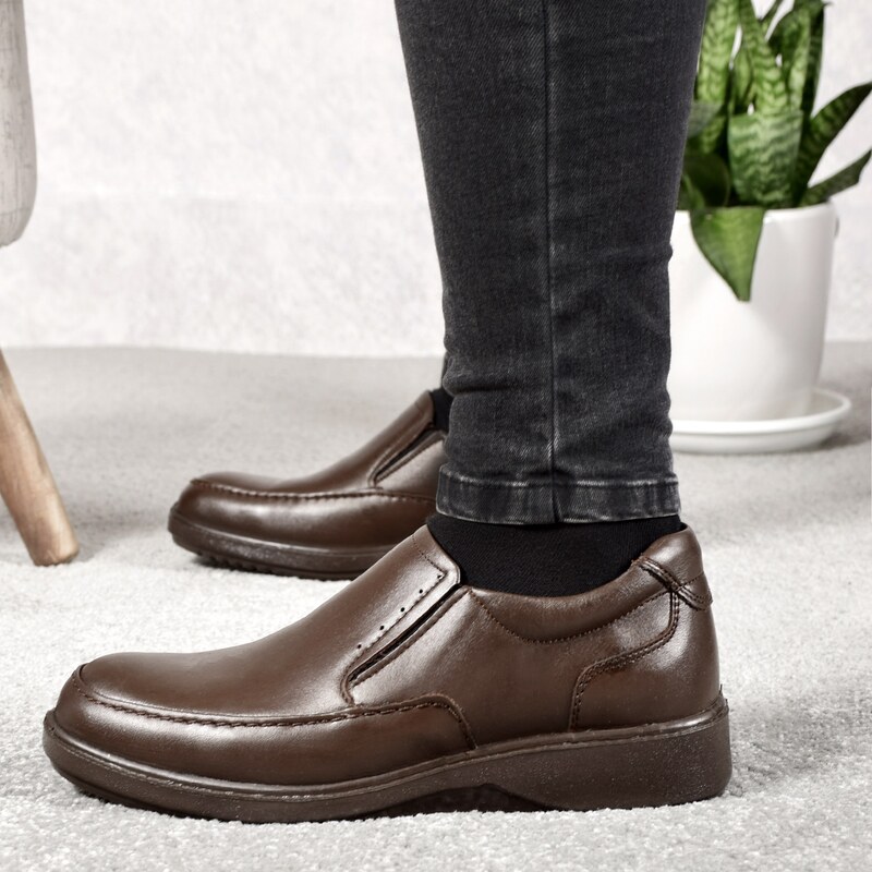  کفش چرم مردانه  عبدی آلپ مدل بدون بند کد 111112 رنگ قهوه ای سایز 40 تا 45