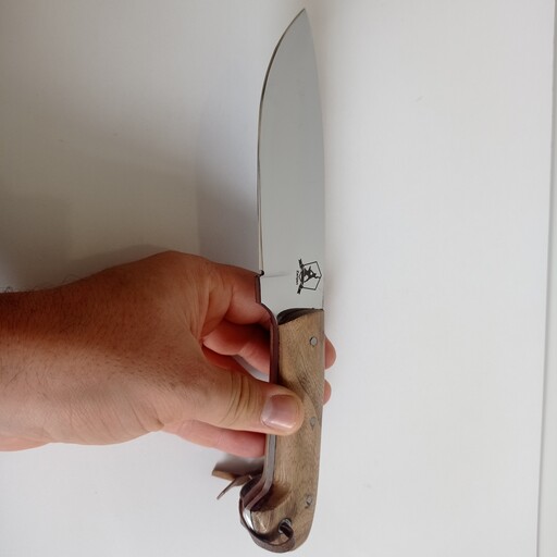 چاقو زنجان دسته چوبی بند چرمی طبیعت گردی براق آینه ای با کیفیت عالی 