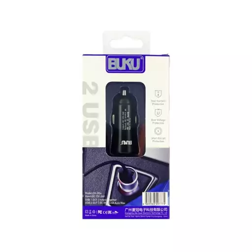 شارژر فندکی 2USB Metal برند Buku مدل CH-004