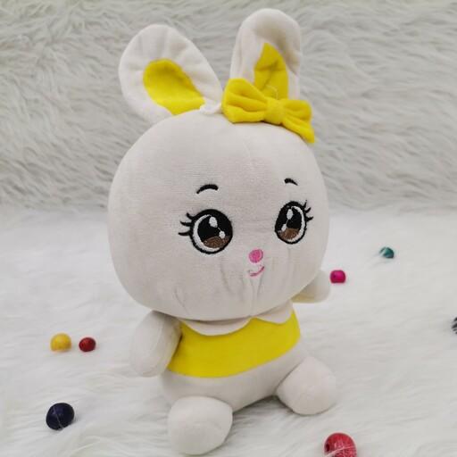 عروسک پولیشی خرگوش پاپیونی زرد رنگ