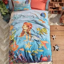 ست ملحفه کاتن باکس مدل Junior Mermaid Mercan تکنفره 3 تکه