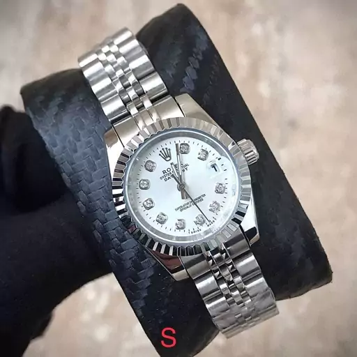 ساعت مچی زنانه رولکس دیت جاست  بدنه نقره ای صفحه سفید ROLEX DATEJUST 