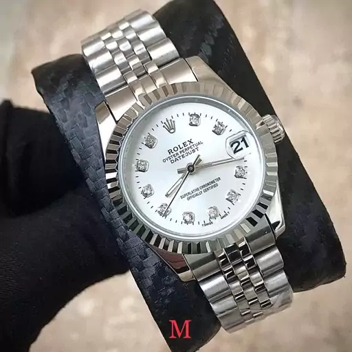 ساعت مچی زنانه رولکس دیت جاست  بدنه نقره ای صفحه سفید ROLEX DATEJUST 