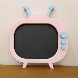 تخته سیاه چوبی مدل تلویزیون  رنگ شده سایز کوچک  مناسب سیسمونی و عکاسی و بازی کودکان رنگاچوب