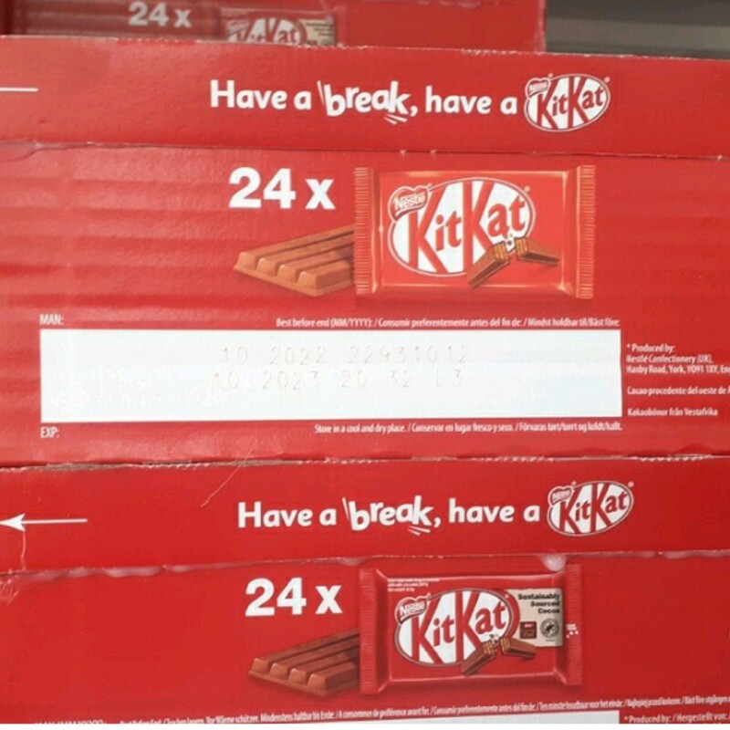 شکلات کیت کت  چهار انگلشتی اورجینال قیمت هر دونه  29 تومان حداقل سفارش یک باکس 24 عددی