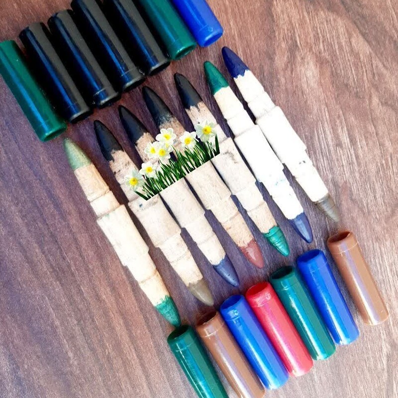 مداد دو سر طبیعی (کد 7) سبز و سبز زیتونی
