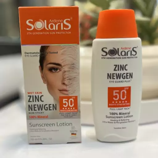 لوسیون ضد آفتاب فیزیکال آردن سولاریس مدل زینک نیوژن SPF 50 مناسب پوست حساس حجم 100 میلی لیتر - بی رنگ

