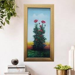 نقاشی گلهای رز با رنگ روغن وینزور روی تخته سه لا در اندازه 25در 40 قابل شستشو 