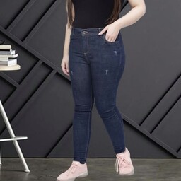 شلوار جین زنانه سایز بزرگ سایز52تا62  قد 90 فول کش فاق بلند