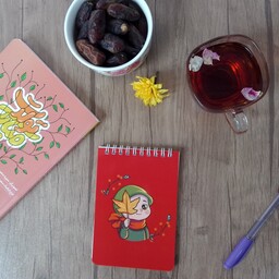 دفترچه یادداشت 10 در 14 سانت 50 برگ جلد گلاسه 300 گرم طرح دختر پاییز رنگ قرمز