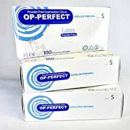 دستکش لاتکس اسمال بدون پودر بسته 100 عددی  سایز کوچک(S)  Op-Perfect 