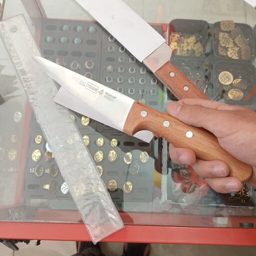 چاقو راسته ای دسته چوبی شماره 7 فولاد استیل حیدری