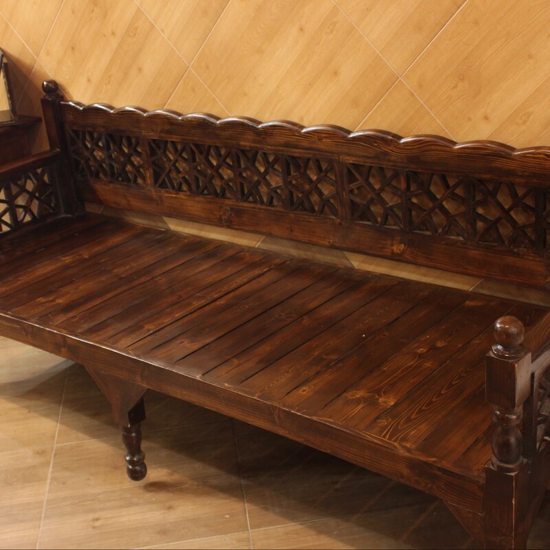 تخت سنتی مبل سنتی چوبی 2در80گره ستاره ساده