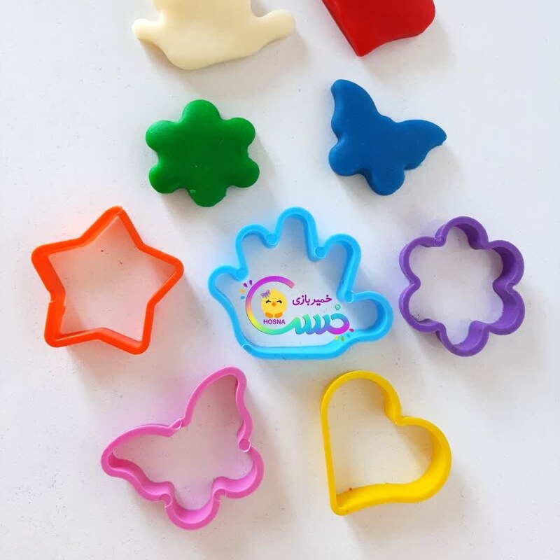 پک قالب 5 عددی خمیربازی   طرح( ستاره قلب پروانه دست و گل)مخصوص بازی کودکان