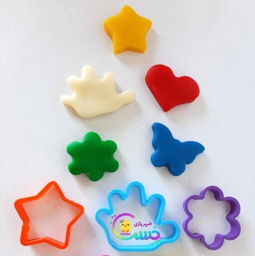 پک قالب 5 عددی خمیربازی   طرح( ستاره قلب پروانه دست و گل)مخصوص بازی کودکان