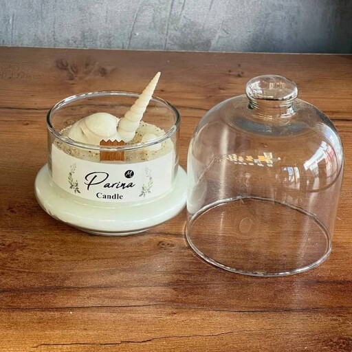 شمع دریایی شیشه ای فیتیله چوبی