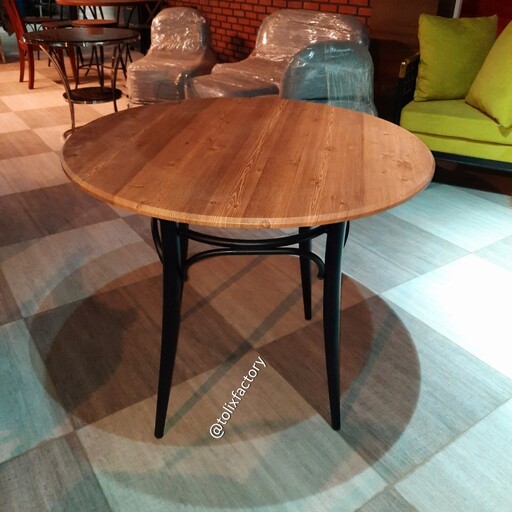 میز  گرد لهستانی پایه کونیک رویه طرح چوب با قطر  90 سانت - ارسال به سراسر کشور بصورت پس کرایه