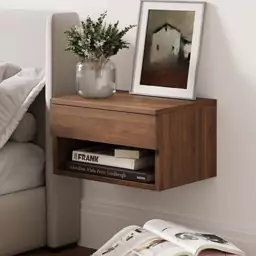 میز پاتختی مدل Nightstand  ام دی اف برجسته درجه یک گردویی رنگ