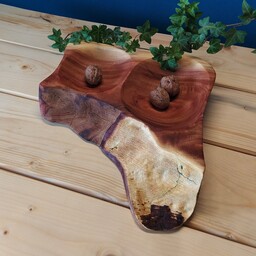 ظرف چوبی روستیک دوخانه میوه خوری شکلات خوری از چوب ابریشم