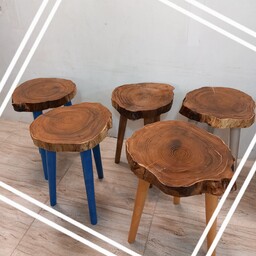 سه پایه میز عسلی تمام چوب ارتفاع 45 سانت با کیفیت و محکم با پلی استر براق چوب سنجد چهارپایه