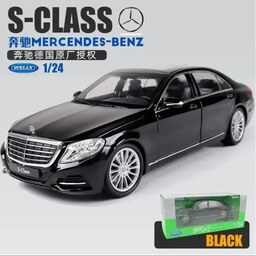 ماکت - ماشین فلزی - مرسدس بنز S Class مشکی - مقیاس 1.24 برند ویلی Welly - فرمان پذیر،3 درب بازشو - Mercedes Benz S Class