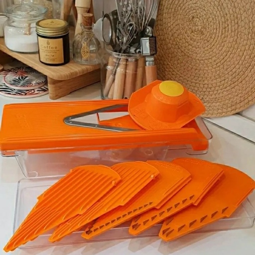 رنده آلمانی ده کاره با آشپزی حرفه ای رنگ نارنجی چند مدل تیغه