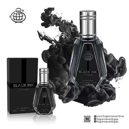 عطر ادکلن 50 میل فراگرنس ورد بلک اینک مشابه ادکلن لالیک مشکی  Fragrance World Black Ink 