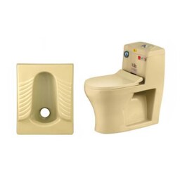 ست توالت فرنگی و توالت ایرانی زمینی لیتو  کرم مدل 1101 (پس کرایه با مشتری)