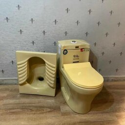 ست توالت فرنگی و توالت ایرانی زمینی لیتو  خردلی مدل 1101 (پس کرایه با مشتری)