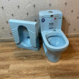 ست توالت فرنگی و توالت ایرانی زمینی لیتو  آبی روشن مدل 1101 (پس کرایه با مشتری)